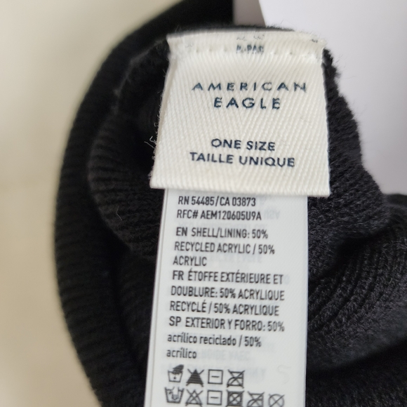 American Eagle Black Toque Beanie Unisex - Picture 4 of 6